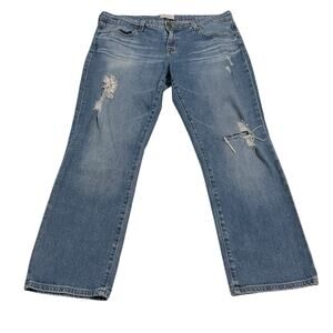 Big Star Womens Jeans Size 31 Blue Kate Crop Straight Mid Rise Distressed Denim